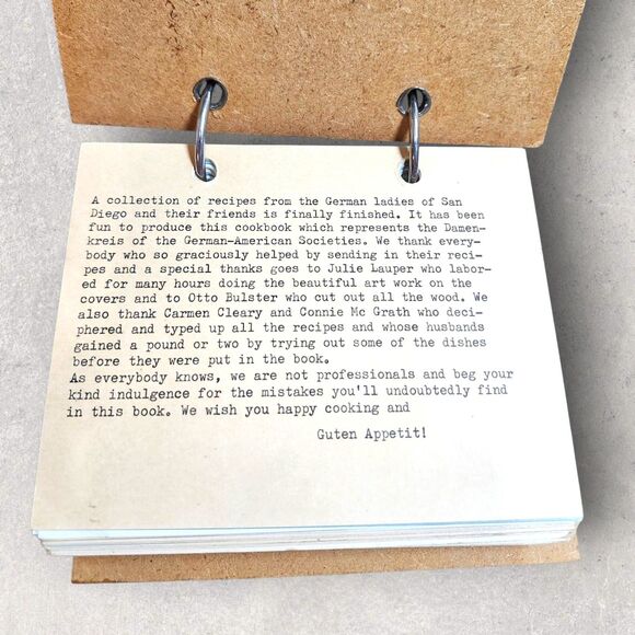 Vintage German-American Ladies San Diego Community Cookbook Wood Cover 1970s MCM - Picture 4 of 11